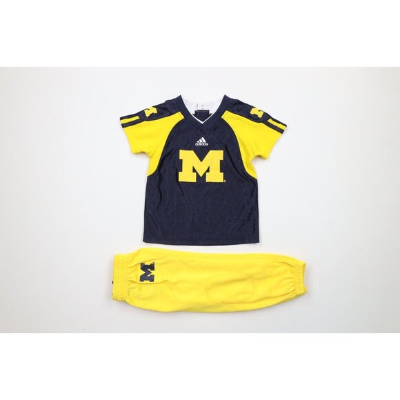 Vintage Adidas Baby 12 Months University of Michigan Football Uniform Outfit Set